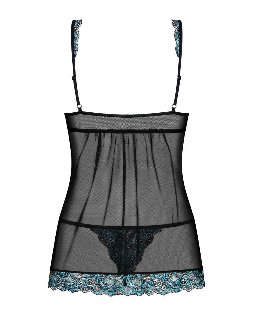 Obsessive - Amanta Babydoll - Noir et Turquoise - ITX-P00676 - image 5