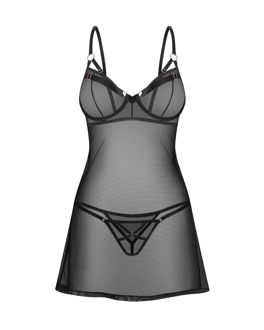Obsessive - Euridia Nuisette et string - Noirs - ITX-P00740 - image 3