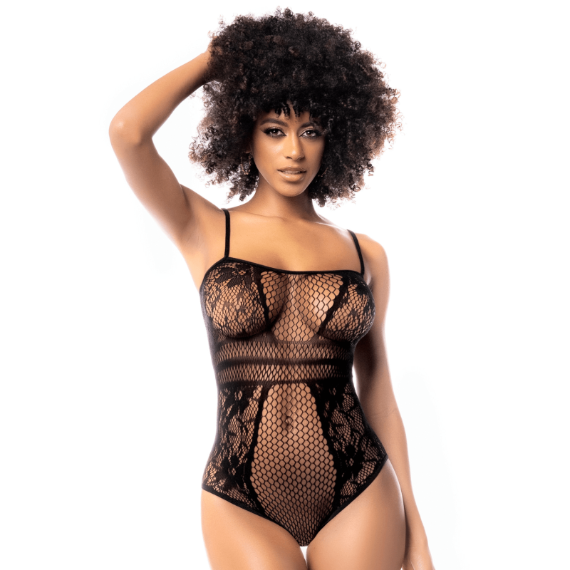 Mapalé Body en résille noire – porté de face