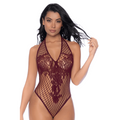 Body string Mapalé en résille cerise porté de face