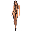 Bodystocking Mapalé noir en résille échancrée, vue de face