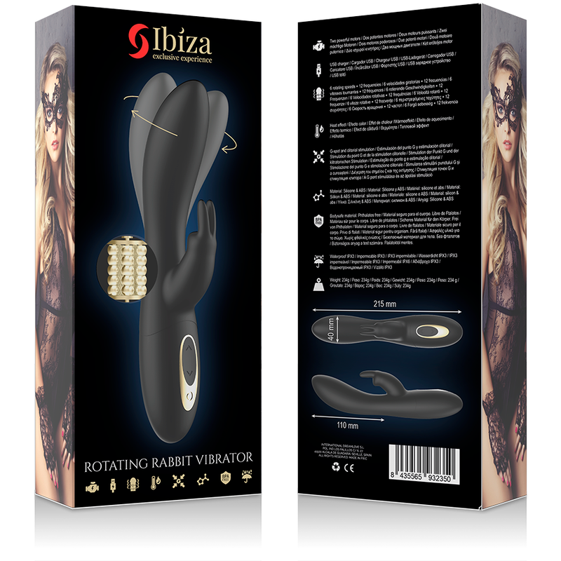 IBIZA – VIBROMASSEUR LAPIN ROTATIF PERLÉ,