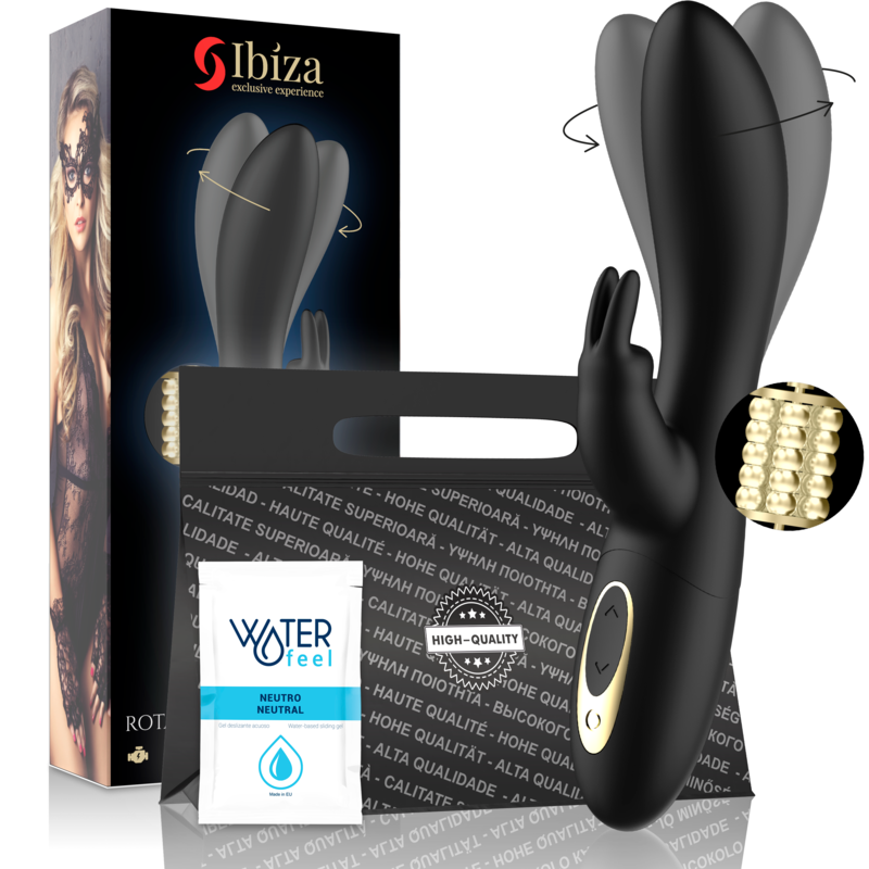 IBIZA – VIBROMASSEUR LAPIN ROTATIF PERLÉ,