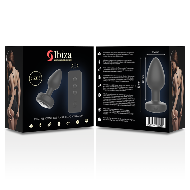 Ibiza - Plug anal vibrant en silicone avec télécommande sans fil - Taille S