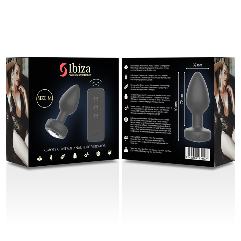 Ibiza - Plug anal vibrant en silicone avec télécommande sans fil - Taille M