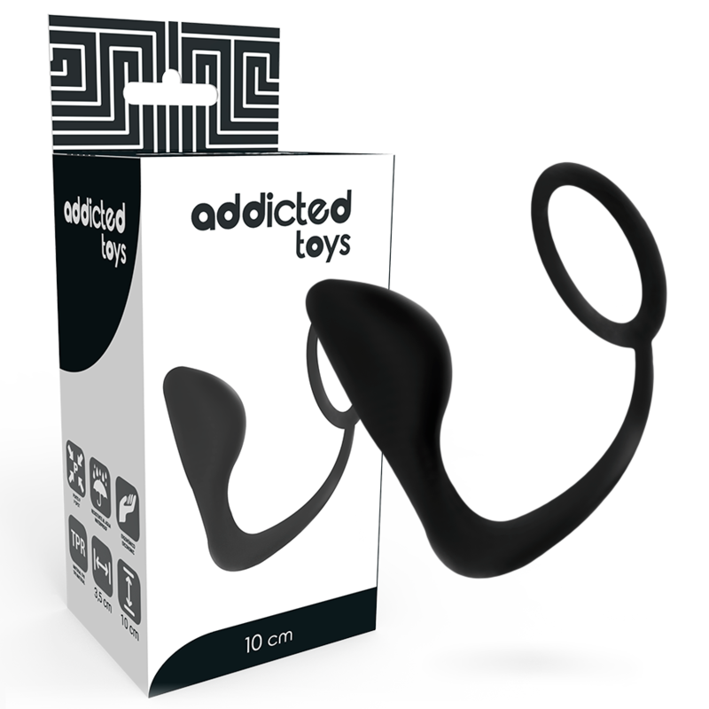 ADDICTED TOYS – Plug anal avec anneau pénis noir – vue principale