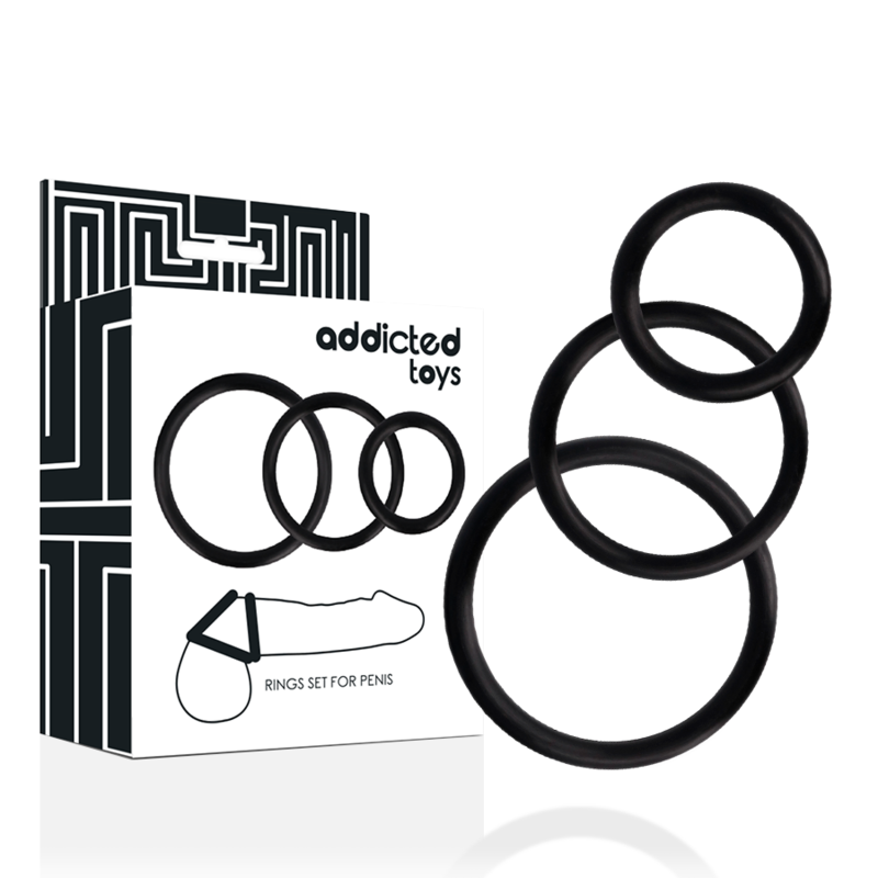 ADDICTED TOYS – Ensemble d’anneaux pour pénis noir – vue principale
