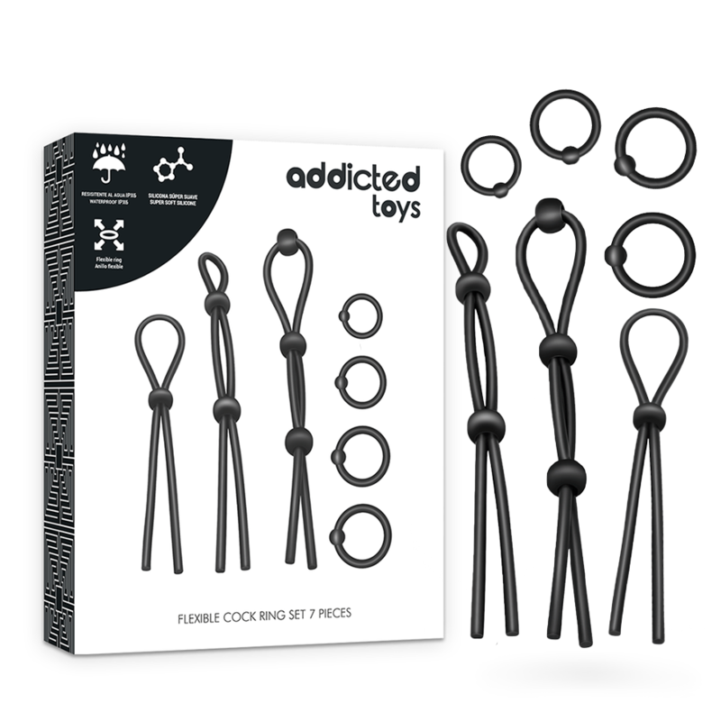 ADDICTED TOYS – Ensemble d’anneaux péniens flexibles, 7 pièces – vue principale