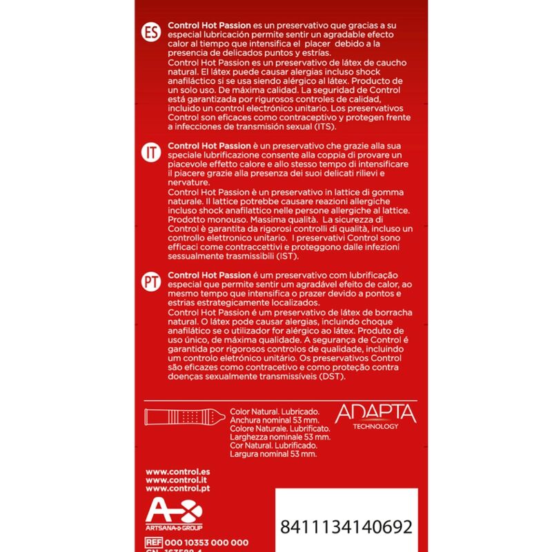 CONTROL – PRÉSERVATIFS HOT PASSION EFFET RÉCHAUFFANT (BOÎTE DE 10)