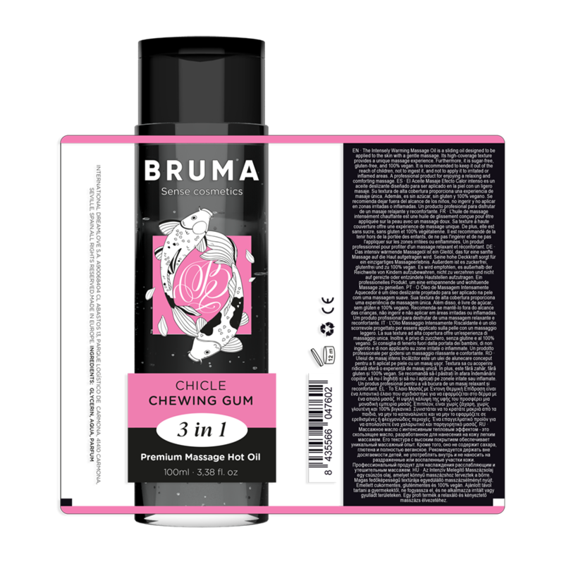 Huile de Massage Chauffante BRUMA 3-en-1 – Parfum Chewing-Gum – 100 ml