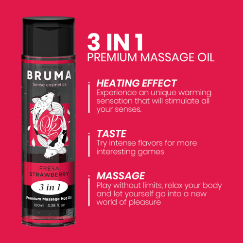 Huile de Massage Chauffante BRUMA 3-en-1 – Parfum Chewing-Gum – 100 ml