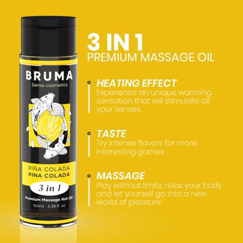 Huile de Massage Chauffante BRUMA 3-en-1 – Parfum Chewing-Gum – 100 ml