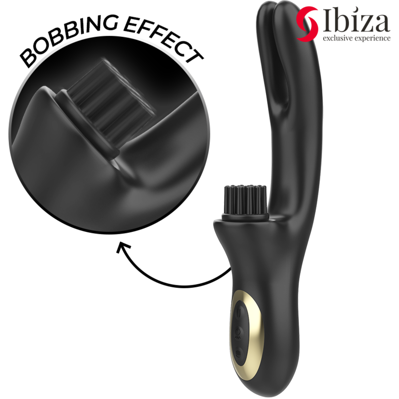 Ibiza - Vibrateur clitoridien multicellulaire à brossage rabbit hi-tech et double ondes