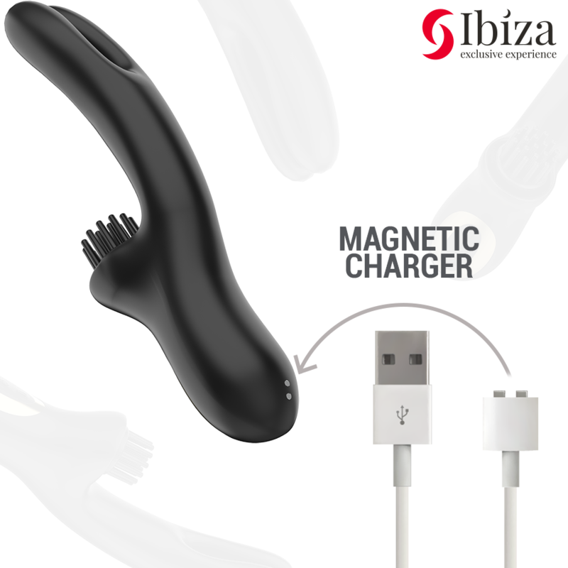 Ibiza - Vibrateur clitoridien multicellulaire à brossage rabbit hi-tech et double ondes