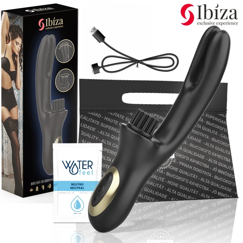 Ibiza - Vibrateur clitoridien multicellulaire à brossage rabbit hi-tech et double ondes