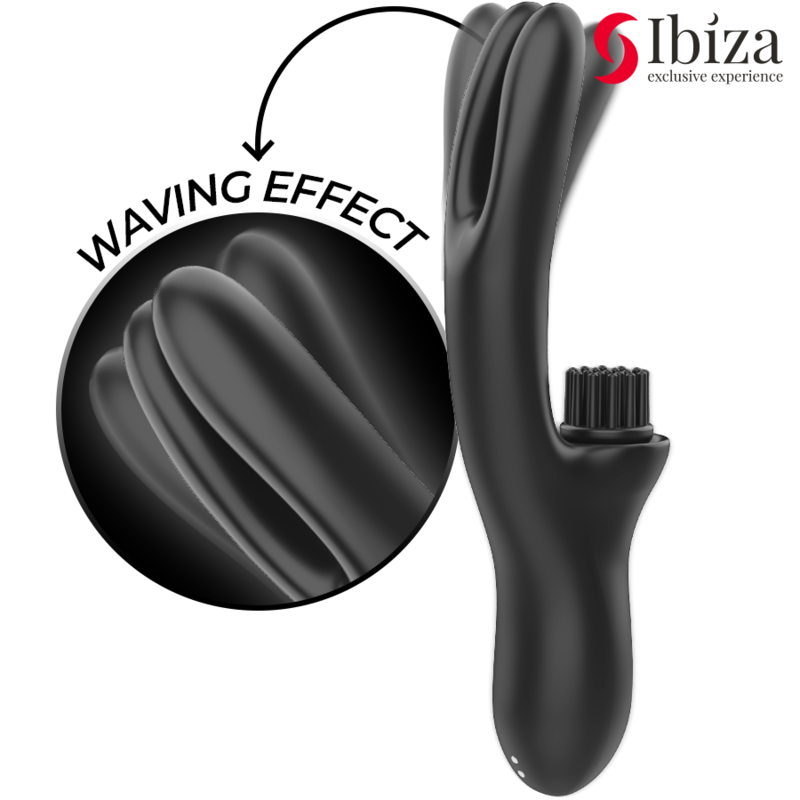 Ibiza - Vibrateur clitoridien multicellulaire à brossage rabbit hi-tech et double ondes