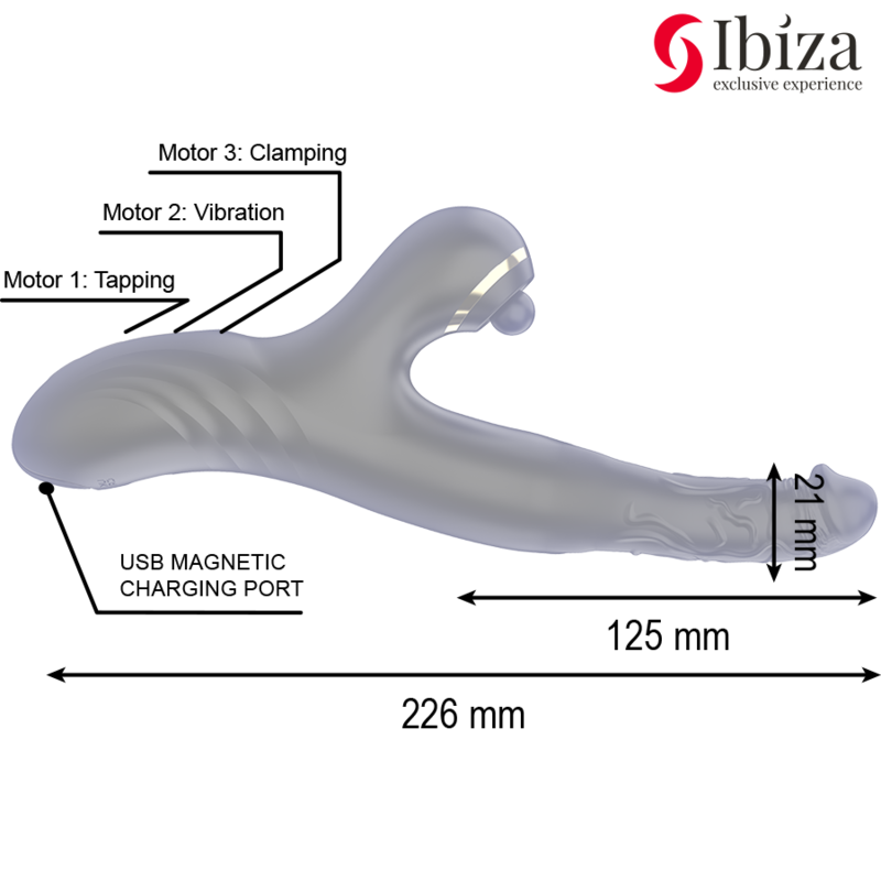 Ibiza - Double vibrateur rabbit Two Dragons noir pour point G