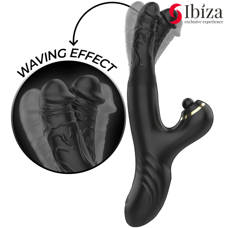 Ibiza - Double vibrateur rabbit Two Dragons noir pour point G
