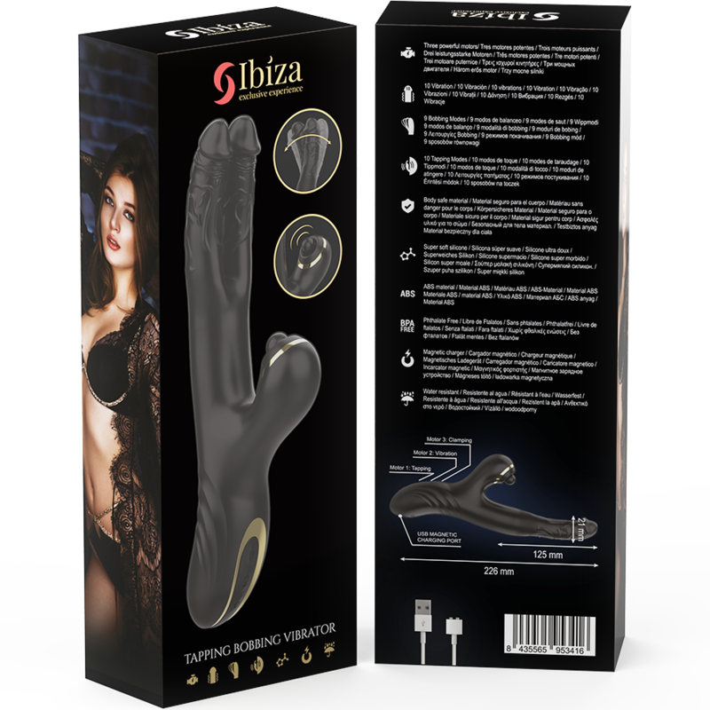 Ibiza - Double vibrateur rabbit Two Dragons noir pour point G