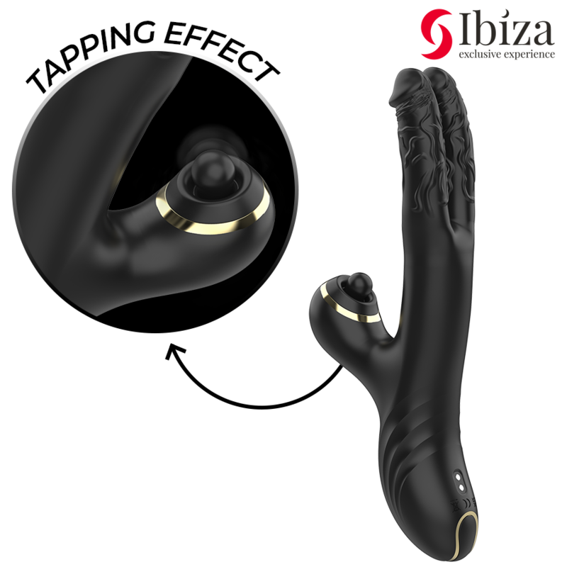 Ibiza - Double vibrateur rabbit Two Dragons noir pour point G