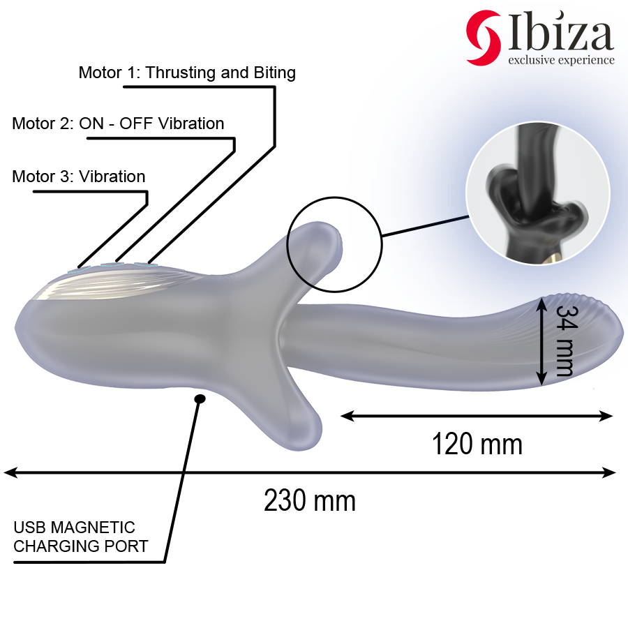 Ibiza - Vibrateur rabbit puissant avec effet de poussée et pulsations