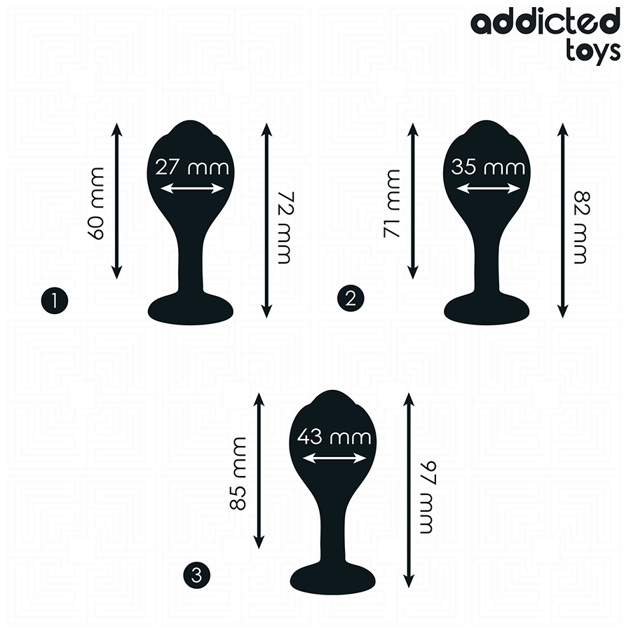 ADDICTED TOYS – Lot de 3 plugs anaux avec bijou – présentation