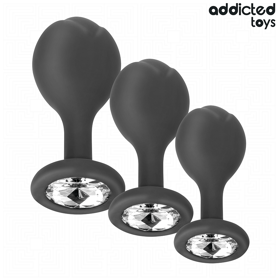 ADDICTED TOYS – Lot de 3 plugs anaux avec bijou – détail