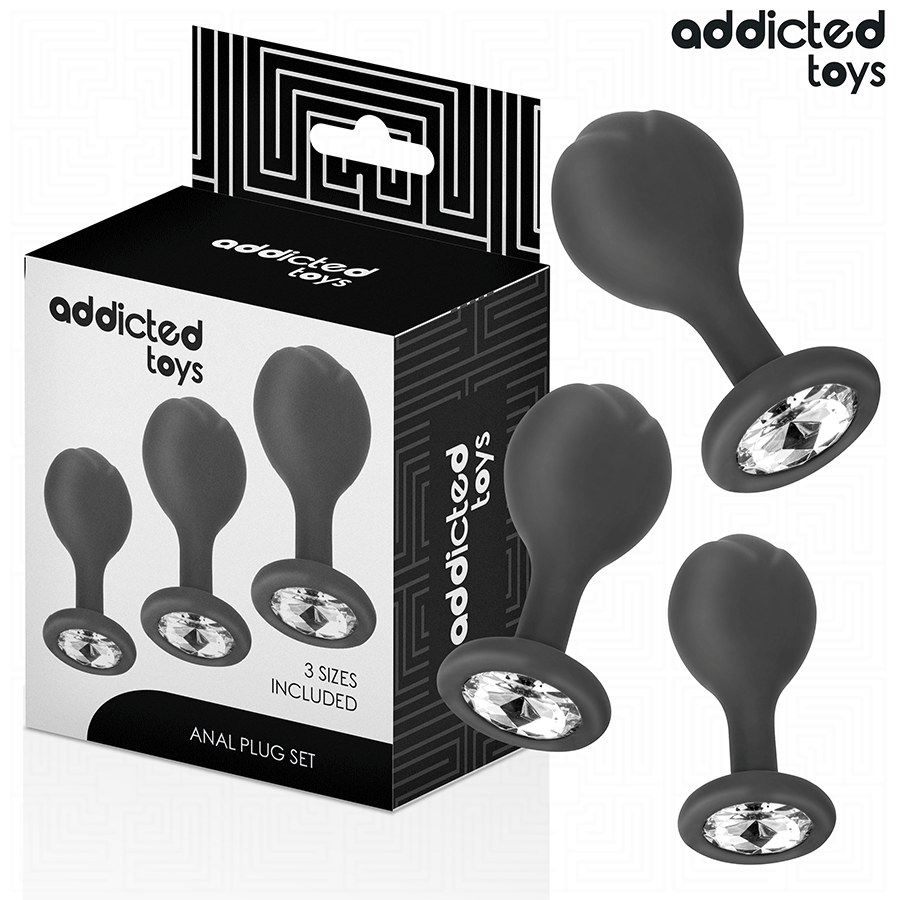ADDICTED TOYS – Lot de 3 plugs anaux avec bijou – vue produit
