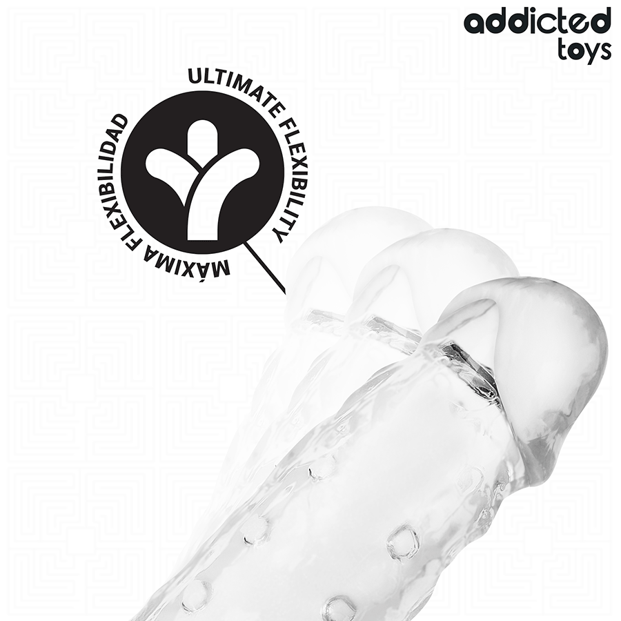 ADDICTED TOYS – Extension de pénis transparente – détail de la texture