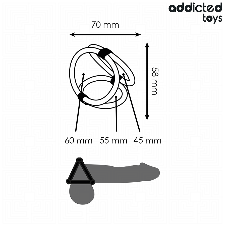 ADDICTED TOYS – Anneau pénis triple – vue de profil