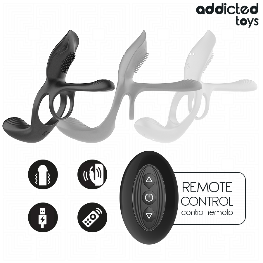 ADDICTED TOYS – Anneau double pénis avec stimulateur clitoridien – présentation du produit