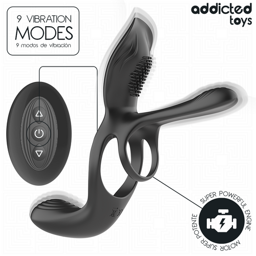 ADDICTED TOYS – Anneau double pénis avec stimulateur clitoridien – détail du produit