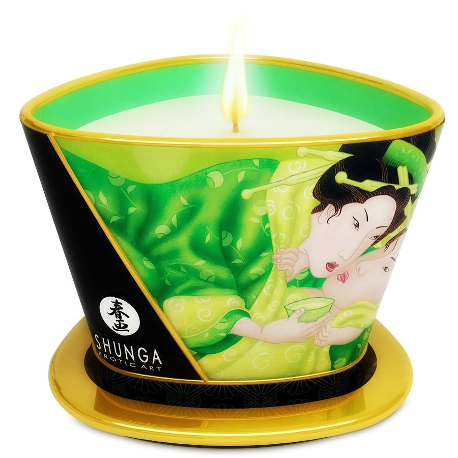 SHUNGA bougie de massage 170 ml Thé vert – Sens d’Éden