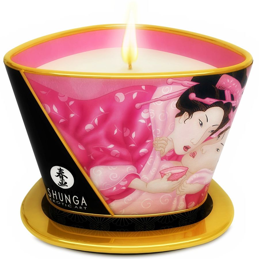 SHUNGA bougie de massage 170 ml Rose aphrodisiaque – Sens d’Éden
