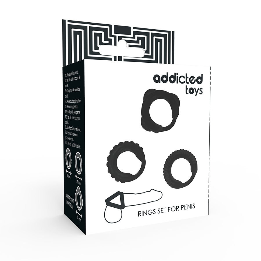 ADDICTED TOYS – Ensemble C-Ring noir – présentation du produit