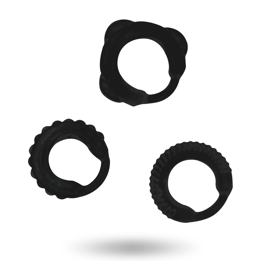 ADDICTED TOYS – Ensemble C-Ring noir – détail du produit