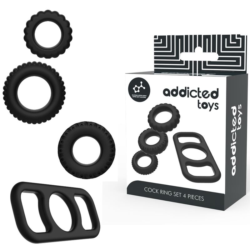 ADDICTED TOYS – Ensemble d’anneaux péniens, 4 pièces – vue principale
